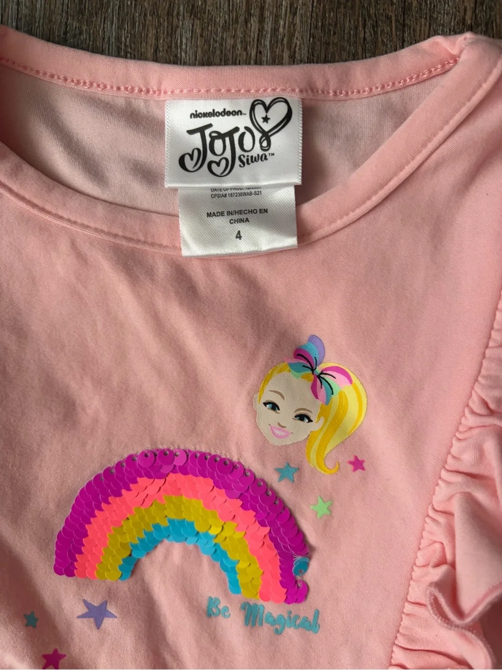 JoJo Siwa Pink Ruffle Rainbow Graphic Dress